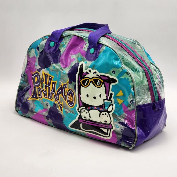 Sanrio Vintage 1996 Pochacco Transparent Beach Duffle Weekender Bag RARE HTF - Picture 2 of 16